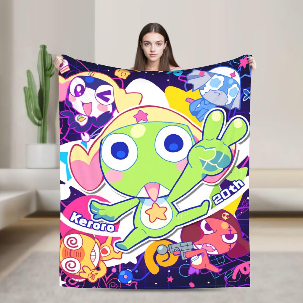 Classic Comedy Anime Keroros Frog Blanket  Travel Flannel Throw Blanket For Couch Chair Super Soft Design Quality Bedspread Gift