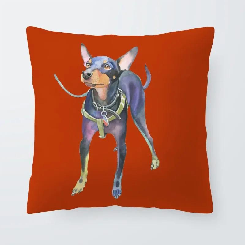 Home Decor Dog Cushion Cover Greyhound French Bulldog Pillow  Blue Gamer Chair Sofa