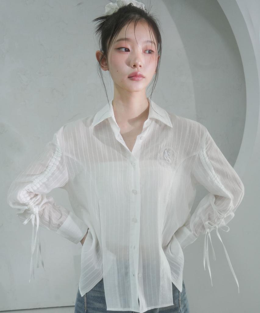 VIVACIOUS Citrus Shirring Point Shirt Blue