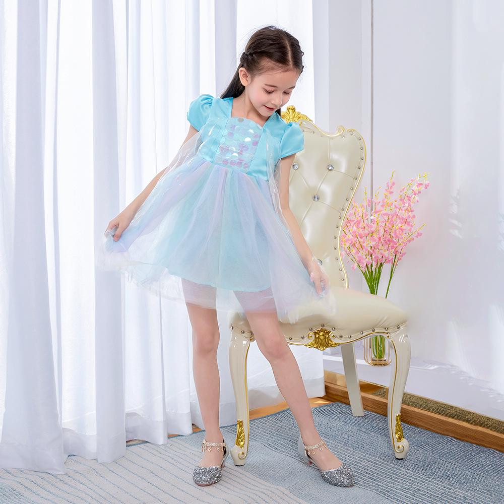 Frozen 2 Elsa Snowflake Puffy Princess Dress for Girls 110 cm