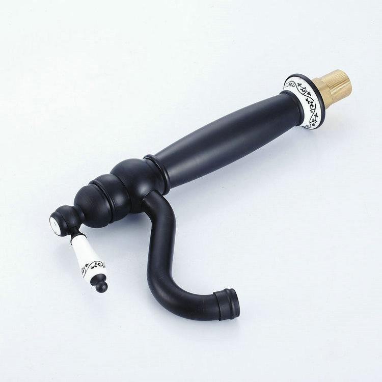 European Antique Swivel Faucet: Hot & Cold Countertop Basin, Single Hole Retro Design