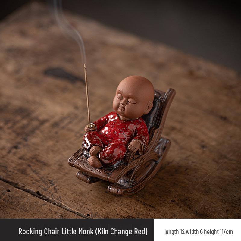 

Charming Zen Buddha Tea Pet Ornament with Rocking Chair Incense Burner for Tea Table Accessories