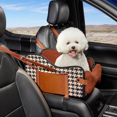 Cavoyo 3-Wege Hunde Autofahrt Haustier Hund Auto Beifahrer Auto Armlehne Verhindert Springen von Hunden Hält Ihre Leine Haustier Auto Fahrt Rücksitz Klein Tragen in Kirsche