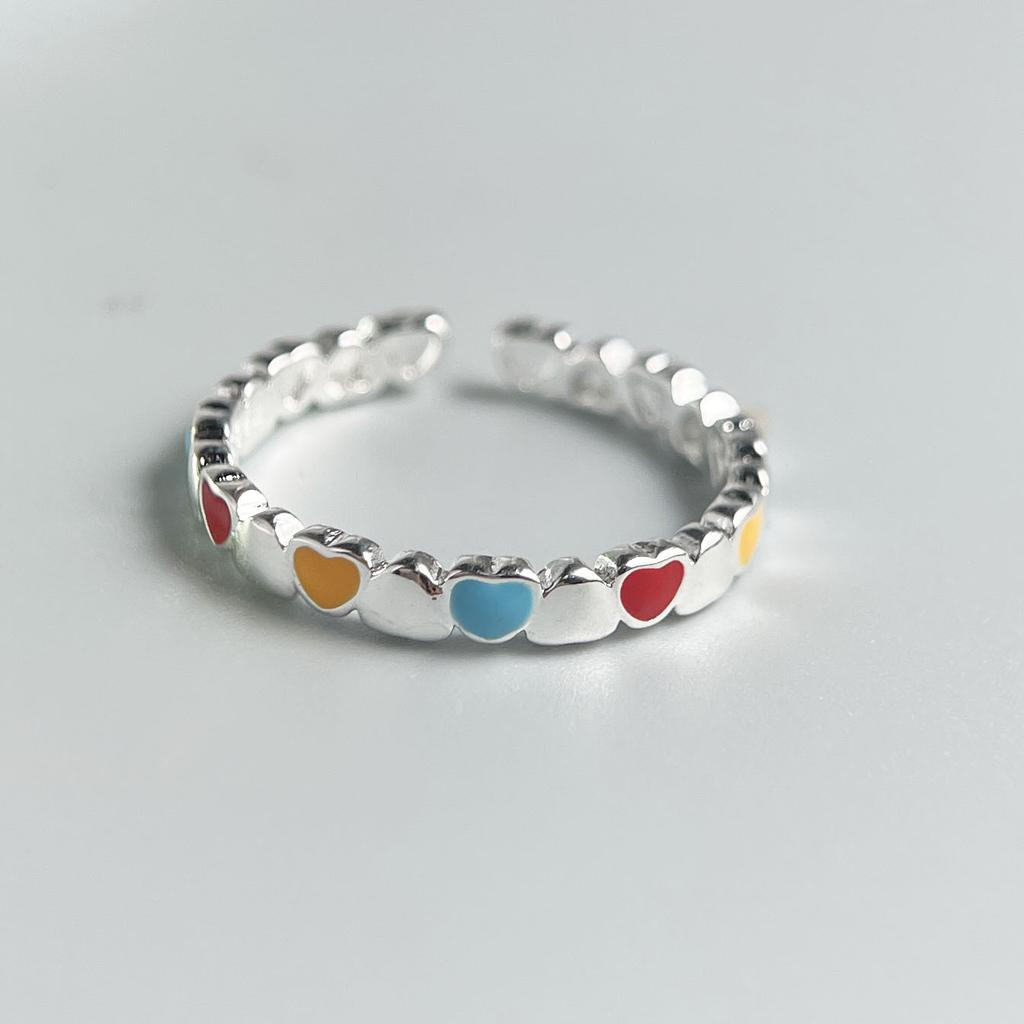 925 Sterling Silver Rings for Women Couple Minimalist Colorful Heart Ring Fine CZ Jewelry Birthday Gift Prevent Allergy