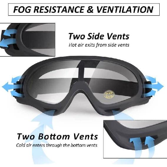 Motorcycle Goggles 2 Pack, Dirt Bike ATV Goggles Motocross Riding Racing Eyewear Off-Road MX Bike & Ski Goggles UV400 Anti-Fog Impact-Resistant