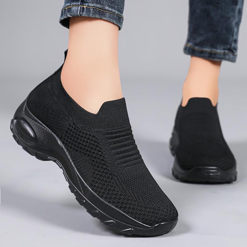 Shoes women's shoes new breathable versatile flying woven single shoes one pedal lazy shoes soft sole not tired feet casual shoes