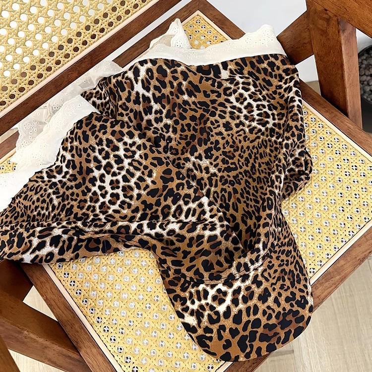 Leopardenmuster Bandana Flache Kappe für Damen - Sonnenschutz Hip Hop Stil Kopfbedeckung
