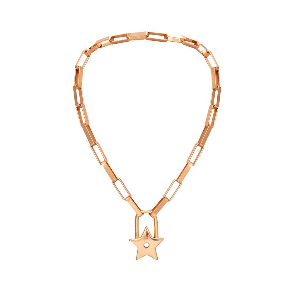 Vintage zlatý velký řetízek zámek start náhrdelník dámské šperky dárek