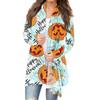 Women's Fashion Casual Halloween Printed Medium Length Cardigan Jacket Coat