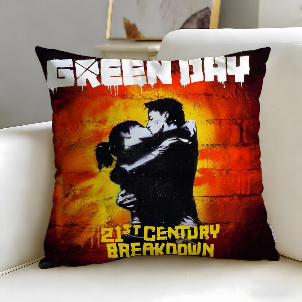 Stylish Ggreen Dayful Cushion Cover Soft  EasyWash Pillow Case  Versatile for Couch Bed Travel and Office