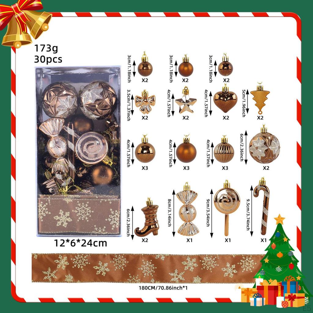 30 Pieces Christmas Ball Ornaments Set Baubles Party Favors Tree Shatterproof DIY Xmas Balls