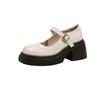 Mary Jane Leather Thick Heel High Heels Women'S Retro British College Style Small Leather Shoes Platform Shoes