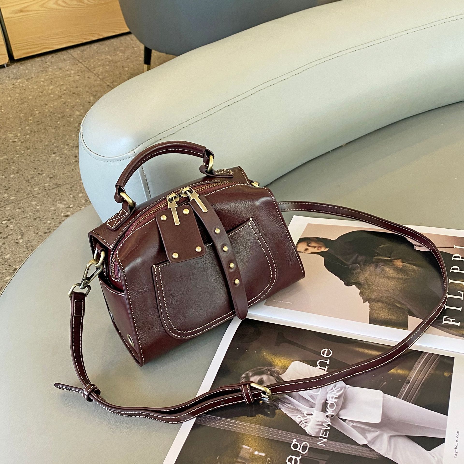 

Женская сумка через плечо из коровьей кожи, простая и модная сумка-подушка, креативность