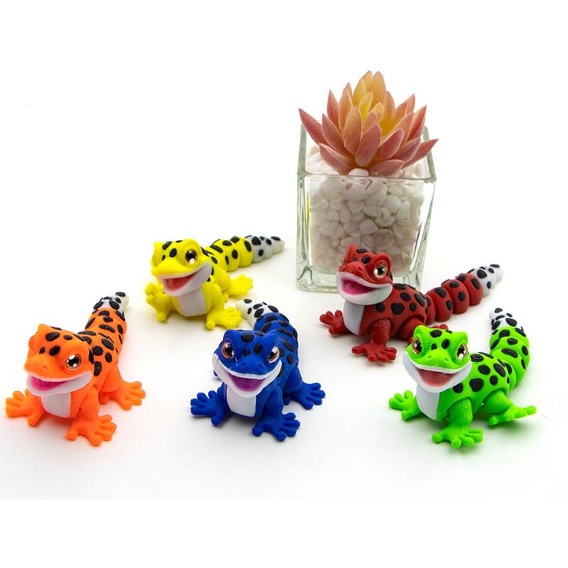 Neues 3D-Druck Multi-Farben Kleiner Gecko Spielzeugmodell Simulation Reptil Niedlicher Gecko Büro Schreibtisch Kleine Ornamente Spielzeug Geschenke