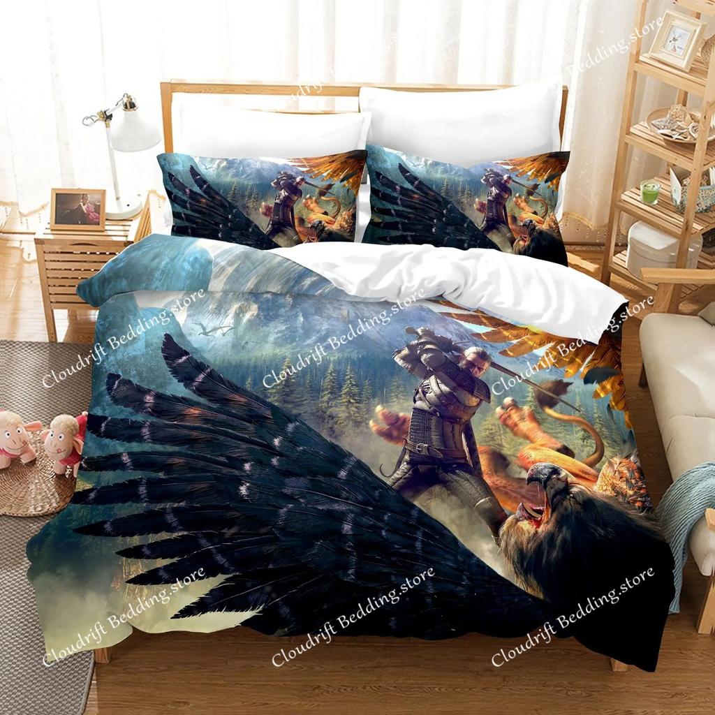 T-The W-witcher 3 Bedding Set Print Duvet Cover Pillowcase Teenagers and Adult quilt cover Home Textileextile