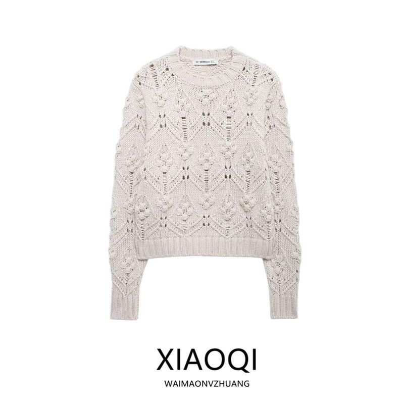 Fashion Style 2024 Fall and Winter New Women's Clothing Easiest for Match Ball-Shaped Woven Round Neck Long Sleeves Knitwear 2142145