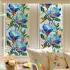Laser-cut Dreamy Blue Floral Living Room Window Decorative Static Cling Film