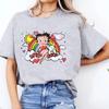 Winking Betty Boop in Red Circle Happy Birthday TShirt Retro Style Women Casual Cotton Short Sleeve Betty Boop Fan Gift Shirt