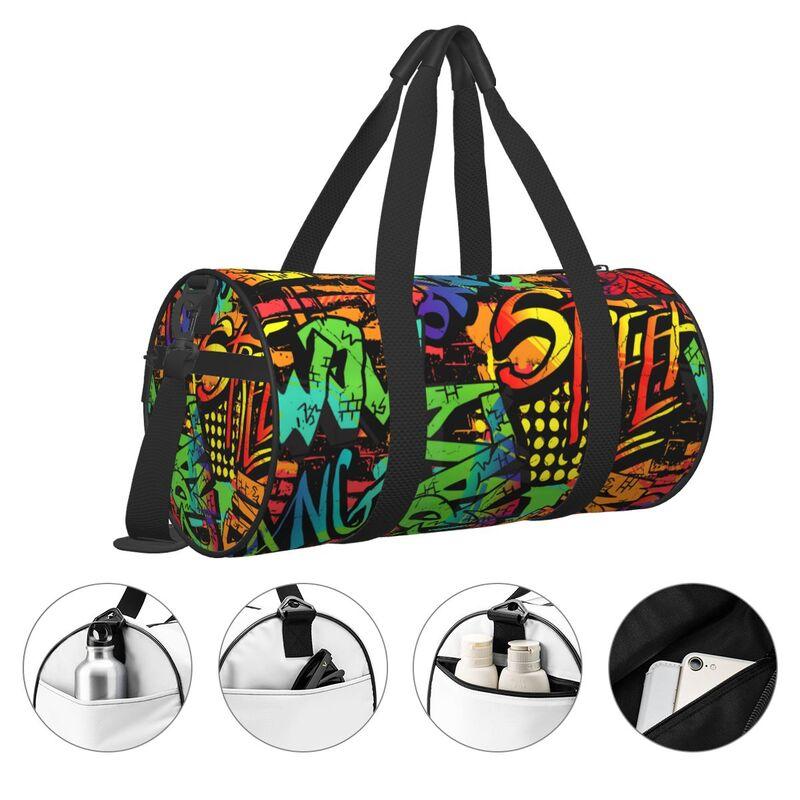 Neonové Graffiti Umělecký Tisk Cestovní Taška Duffel Unisex Lehká Nepromokavá Odolná Kabelky Jóga Posilovna Sportovní Taška Fitness Tašky Dárky