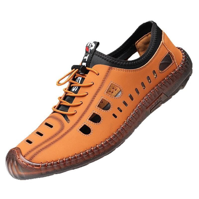 New men's sandals hollow breathable leather shoes men's summer casual business leather shoes