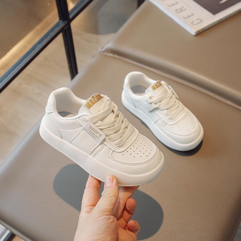 Kids White Lace Up Casual Sneakers 26 белый