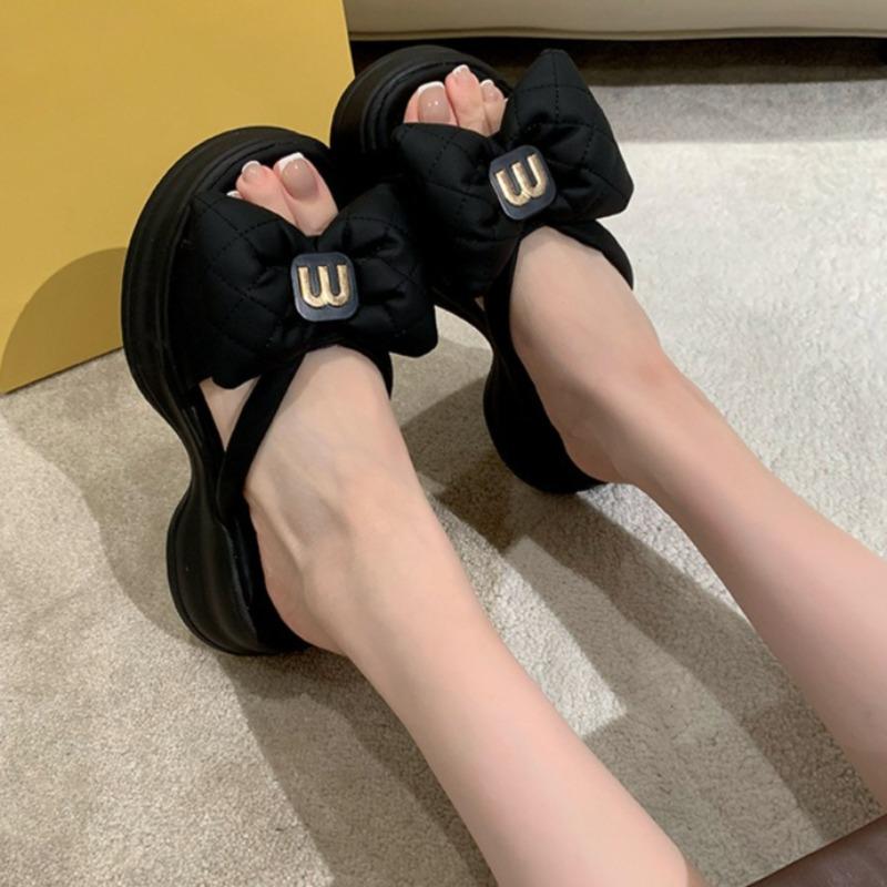 Fashion Summer Women's Slippers Designer Platform Slippers Fashion Bow One-Word Slipper 2025 New Casual Beach Slippers for Women Slides