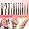 12pcs Professional Face Painting Brush Set Nylon Bristles, Suitable for Blending, Gradient, Watercolor, And Detail Work.