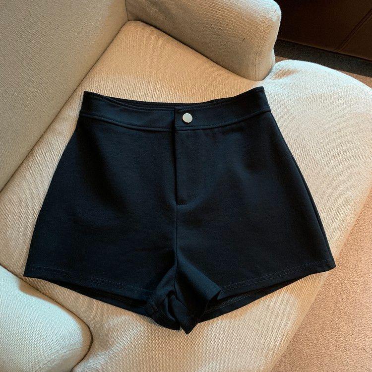 Women s Black High-Waist Cotton A-Line Shorts - Elastic Slim Fit for Summer S (80-95 lbs)