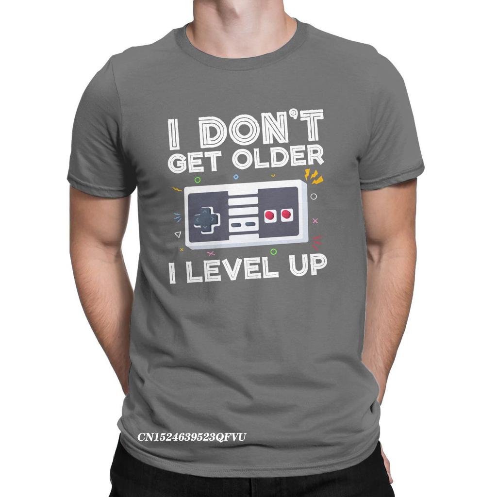 Men I Don't Get Older I Level Up SNES Controller Tshirt Pure Cotton Clothes Humorous Manga Tee Shirt Graphic Printed T-Shirt