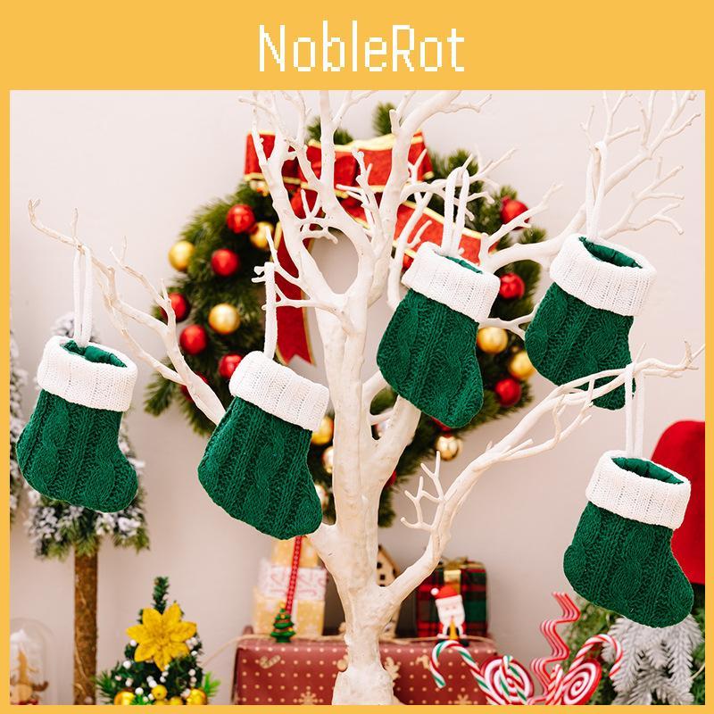 Festive Green Knitted Mini Christmas Stockings Perfect For Holiday Tree Decoration