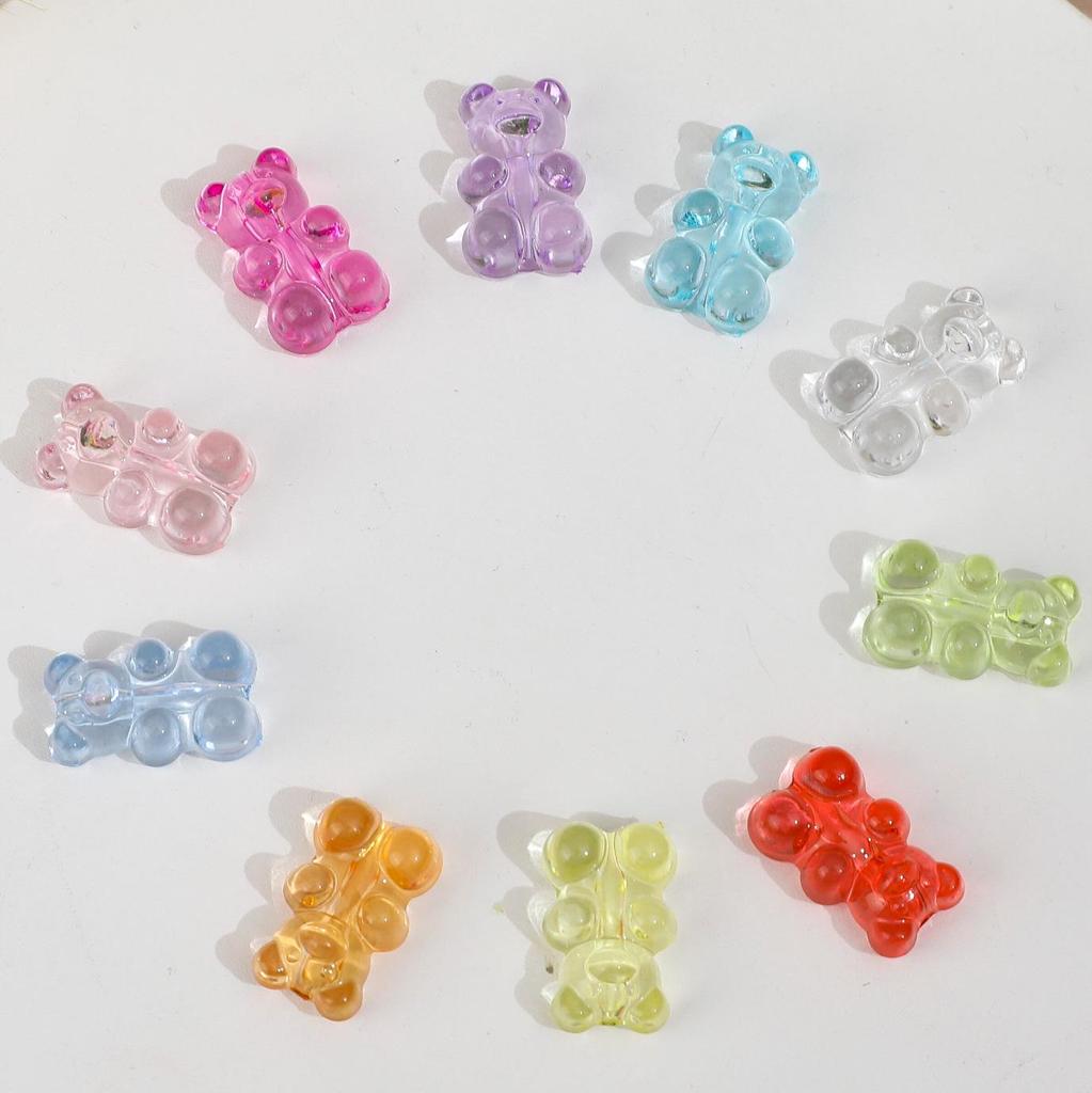 316 Multi-color Transparent Acrylic Bear Beads for DIY Hair Ties, Phone Chains, Bag Chains, and Accessories