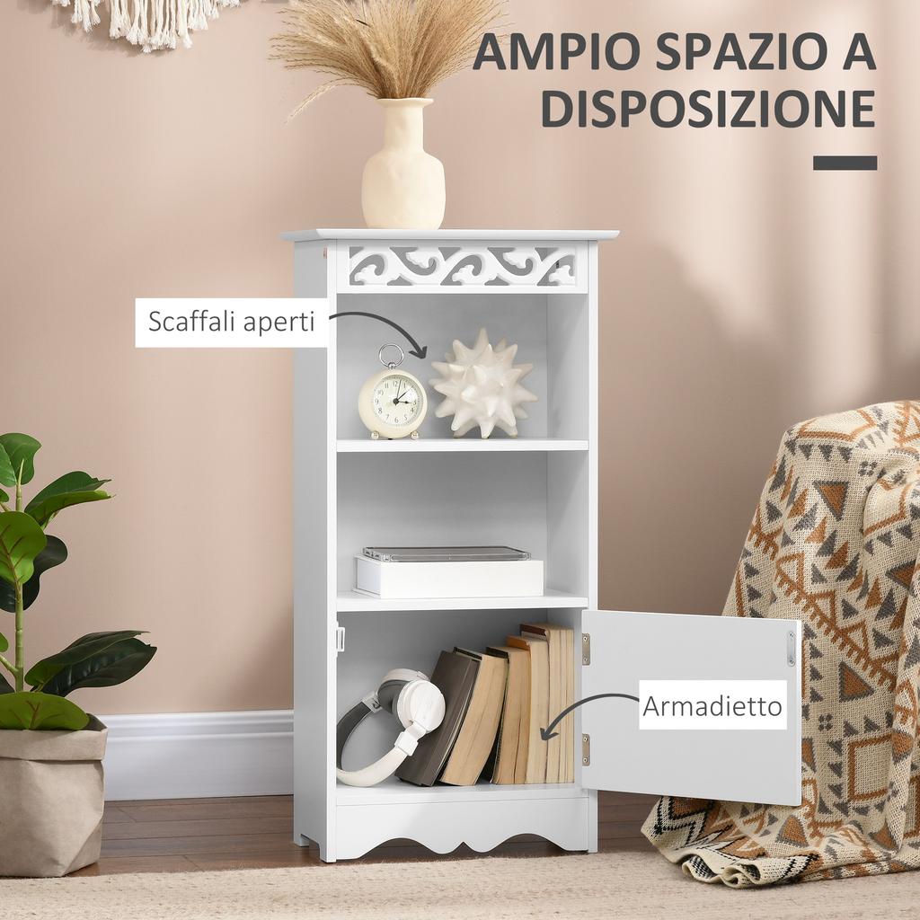 Podlahová skříňka a skříňka 2 police dveře v bílé MDF Koupelna MDF 40Š x 23H x 80V cm Bílá
