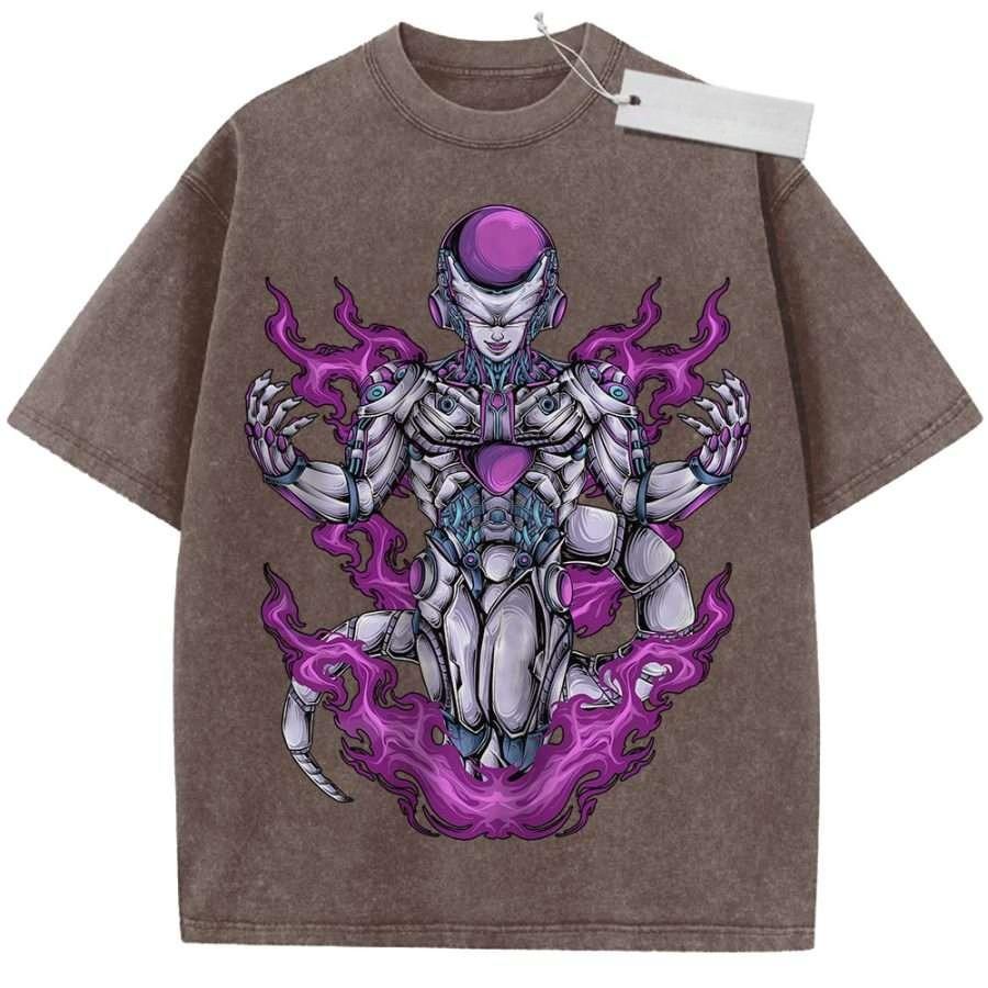 

Unisex Washed Purple Vintage T Shirt Dragon Ball Frieza Final Form High Quality Fabric for Home Leisure Travel Shopping M