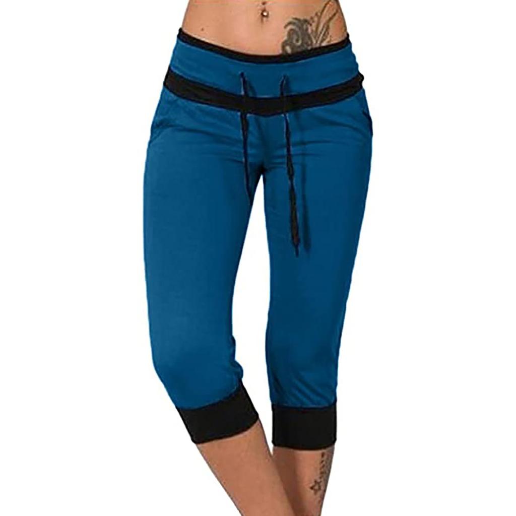 Womens Casual Fashion Low- Cropped Trousers Skinny Casual Pants Sweatpants