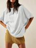 Women's Oversized T-Shirt Crew Neck Short Sleeve Side Slit Loose Summer Blouse Top