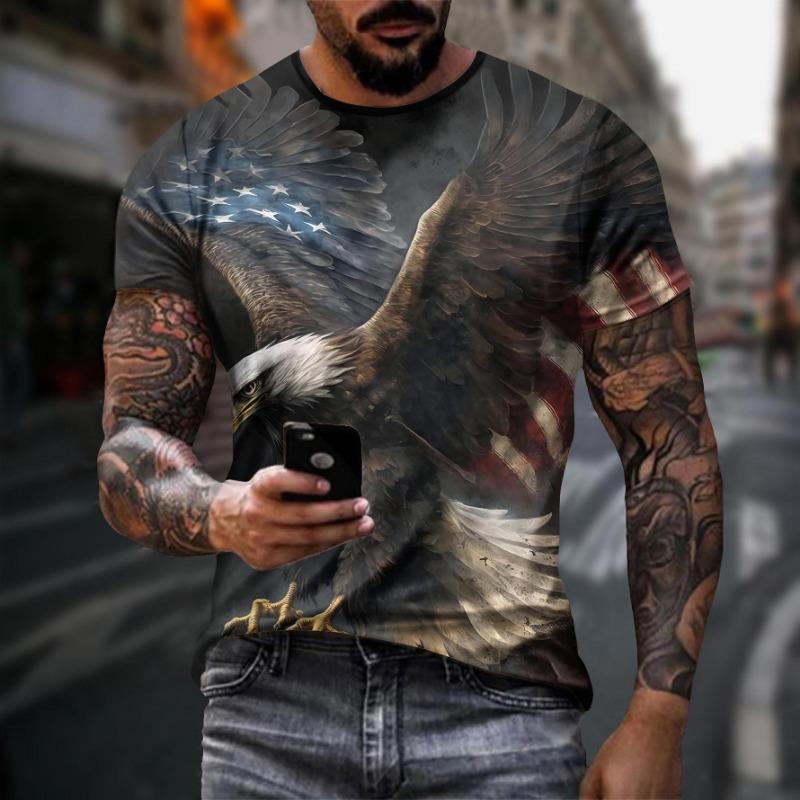 

Повседневный костюм с рисунком орла, мужская 3D цифровая повседневная футболка с коротким рукавом 6xl