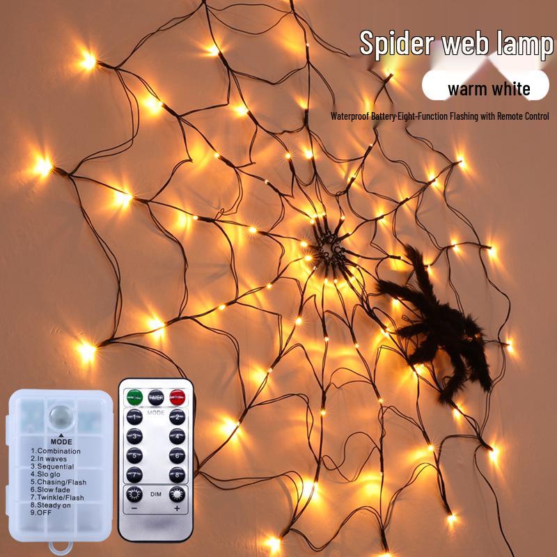 LED Spider Web String Lights - Halloween Room Decor
