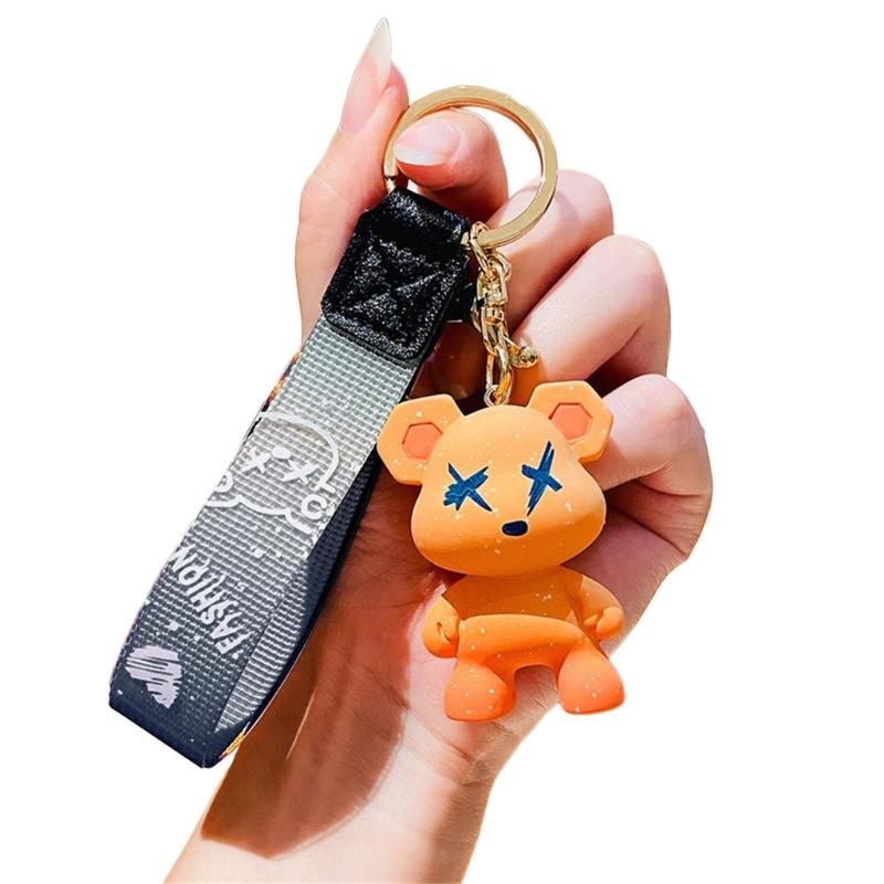 Unique Metal Keyring Color Changing Bear Resin Keychain Pendant for Couples and Friend