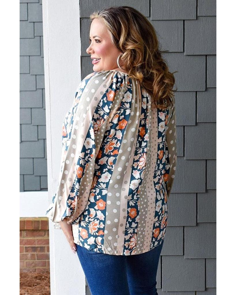 Azura Exchange Printed Split Neck Blouse