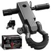 AUTMATCH Shackle Hitch Receiver with and Shackles and Trailer Hitch Lock Vehicle Recovery Receiver Kit with a Kg Break Gunmetal Gray 2" 7" D-Ring 6"