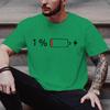 Unisex Crew Neck Low Battery One Percent Print Short Sleeve Cotton Tee Casual Summer Streetwear Loose Basic Daily Outdoor Wear Top