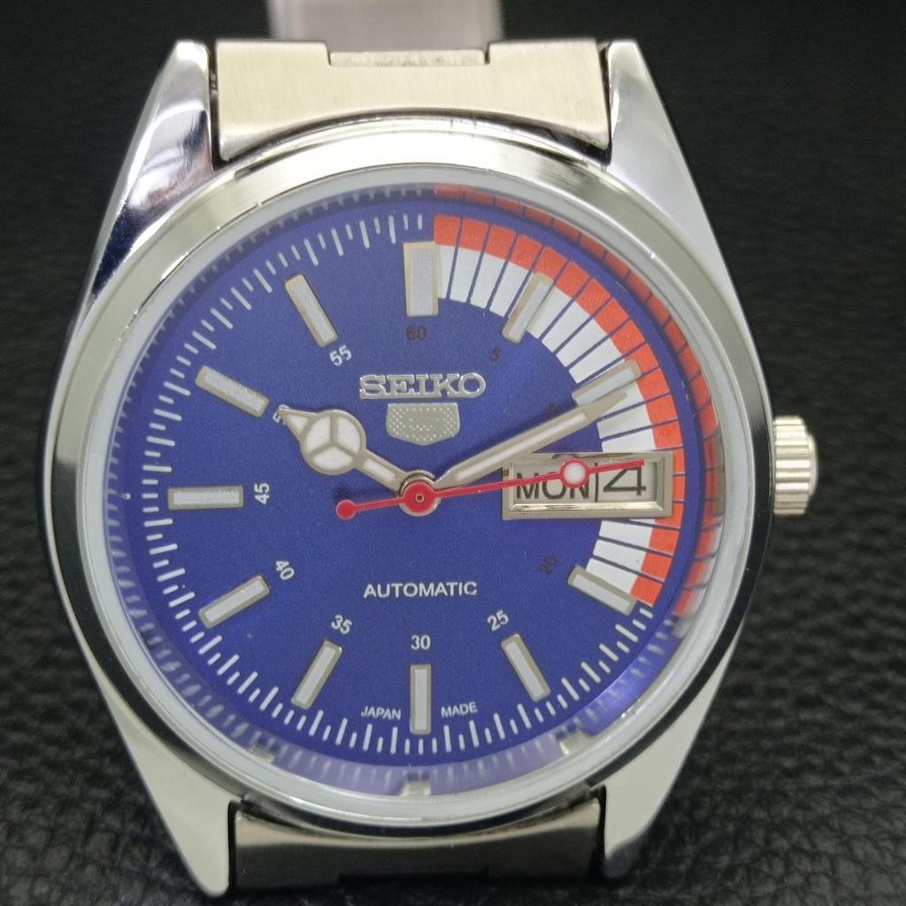 REFURBISHED VINTAGE SEIKO 5 AUTOMATIC 6309A JAPAN MENS BLUE DIAL WATCH A440874-d