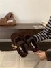 Niche Retro Brown Suede Flat-bottomed Plush Shoes Women's Winter New Split-toed Pig's Trotters Fashionable Mary Jane Shoes