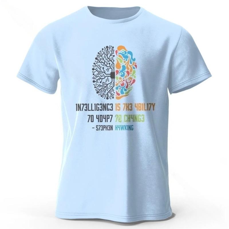 Funny Brain Power Printed 100 Cotton TShirt Soft  Breathable Casual Tops Round Neck Short Sleeve fashion Unisex Quirky Style