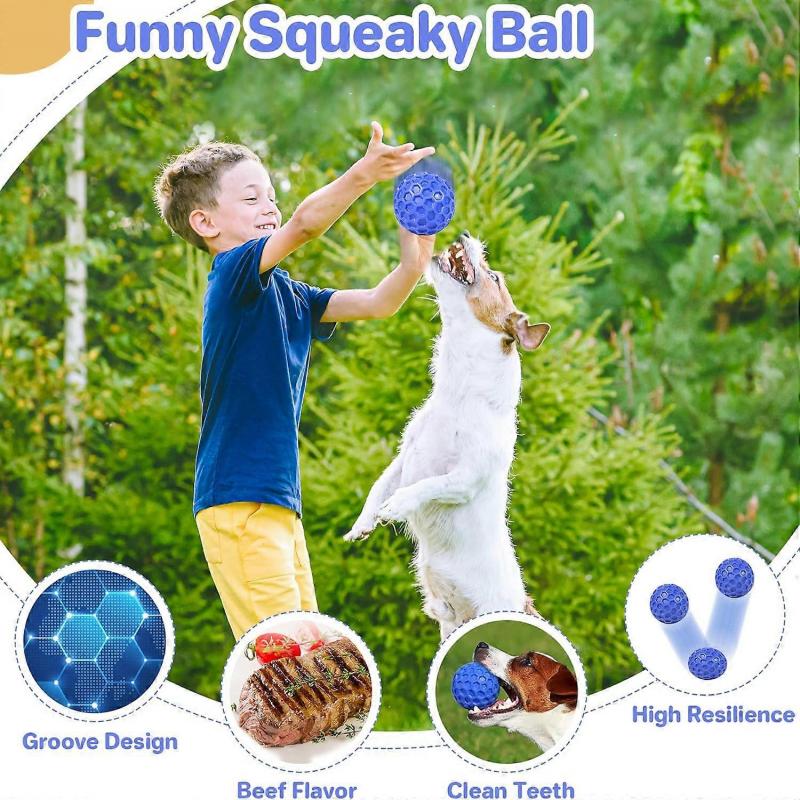 Indestructible Squeaky Dog Balls, Interactive Dog Toys for Aggressive Chewers Large Breed for Relieving Anxiety, Dog Chew Toys Balls for Aggressive Ch