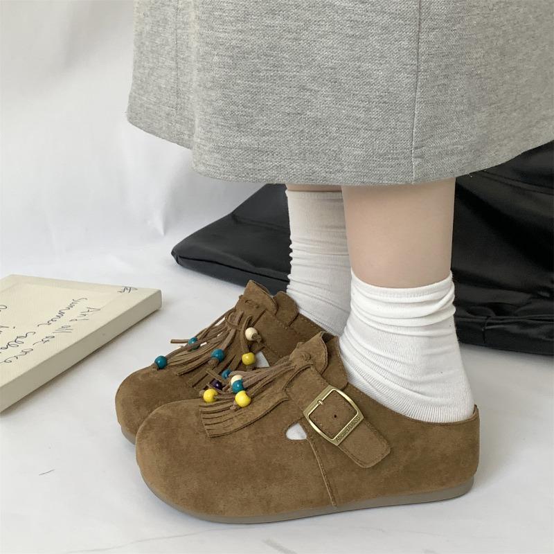 New Products Are On Sale In Autumn, New Thick-bottomed Tassel Lazy People Pedal Casual Half Slippers 5909