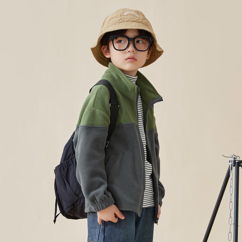 Duoduo Boys  Two-Tone Embroidered Fleece Jacket 120