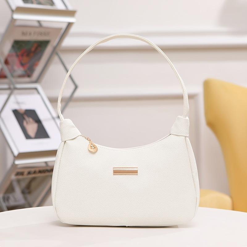Girl's Fashion Underarm Crossbody Bag Solid Color Comfortable PU Leather Delicate And Small Hardware Decoration Durable And Exquisite Sling Bag