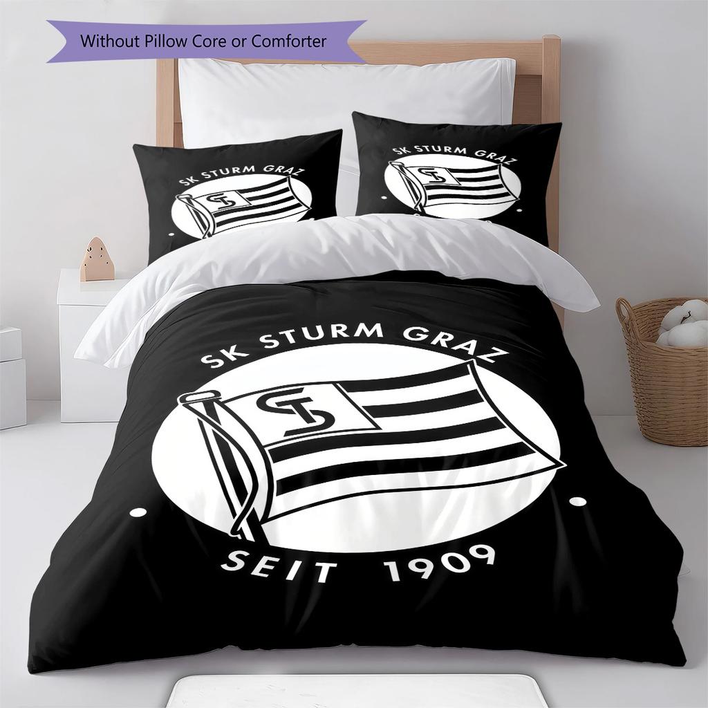 SK Sturm Graz logo Biancheria da letto Set piumino Copripiumino Federa Decorazione per la casa Regalo di compleanno (1 * copripiumino + 2 * federa, senza nucleo)