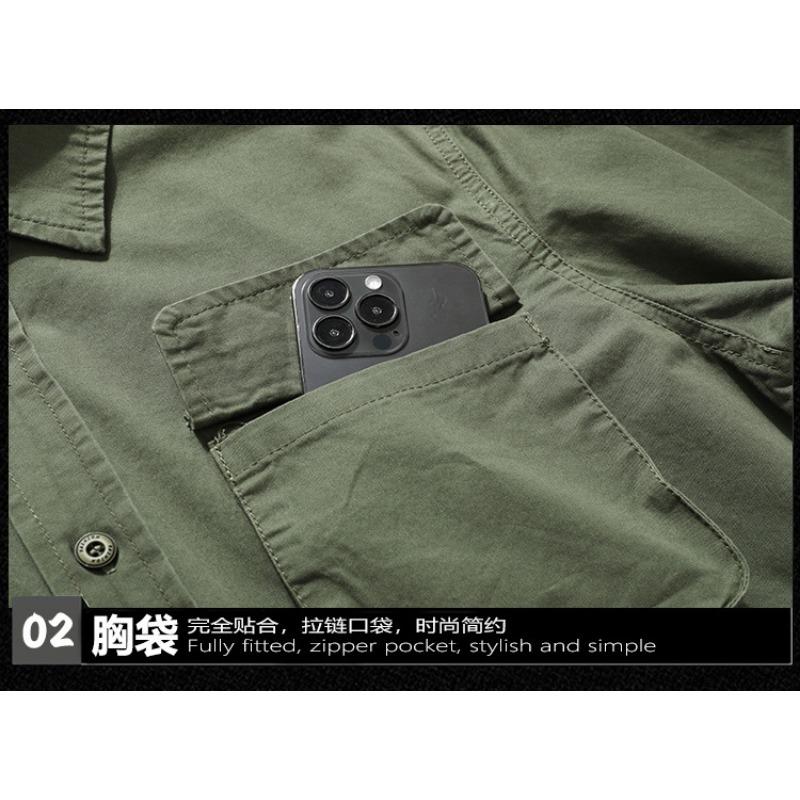 Vintage Loose Fit Long Sleeve Cotton Work Shirt For Men